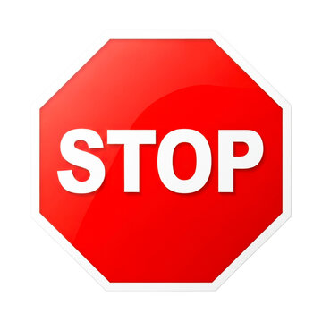 Red stop sign octagonal shape warning of danger or prohibition for traffic control and safety regulations.