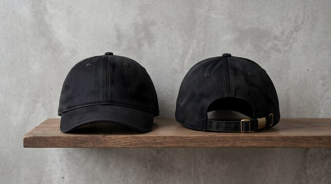 Black Blank Dad Hat Mockup Front Back Premium Apparel Studio Display.