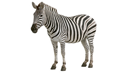 Striped zebra standing, isolated on transparent background © STUDIOP