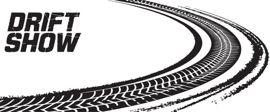 drift skidmark vector design with curved tire tracks composition