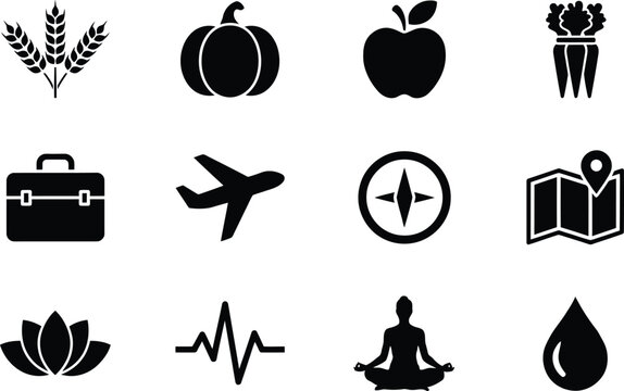 Vector illustration of assorted flat icons for various themes