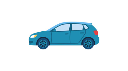 Fototapeta premium Minimalist Blue Hatchback Car Side View Vector Illustration