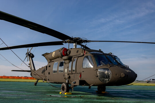 Sikorsky UH-60 Black Hawk helicopter parked at airshow