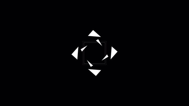Abstract minimalist animation of geometric shapes morphing and rotating in black and white.