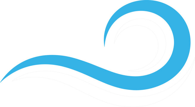 Blue ocean wave vector illustration for sea surfing water splash summer beach resort dynamic abstract nature logo concept