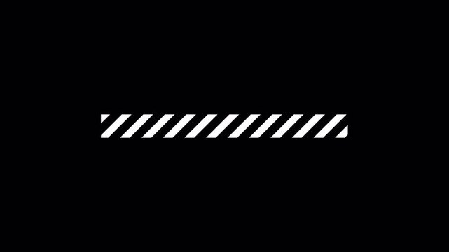 Minimalist White Diagonal Striped Bar Design Element on Solid Black Background.