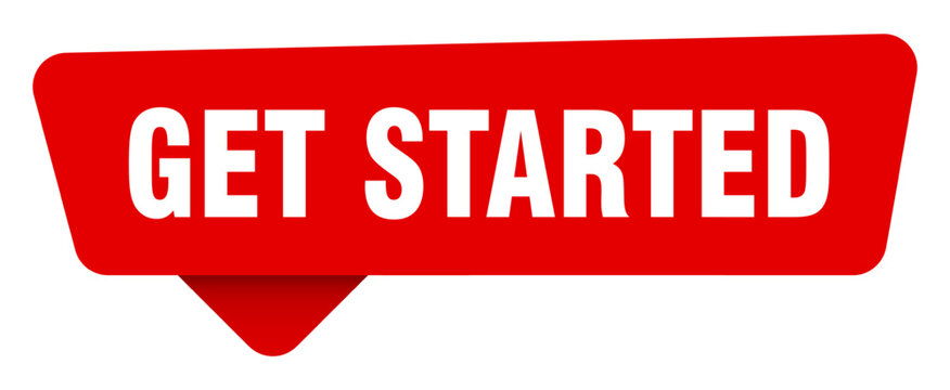 get started red sticker isolated on transpatent background. get started sign