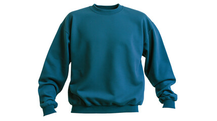 Teal crew neck long sleeve sweatshirt, isolated on transparent background © Marta