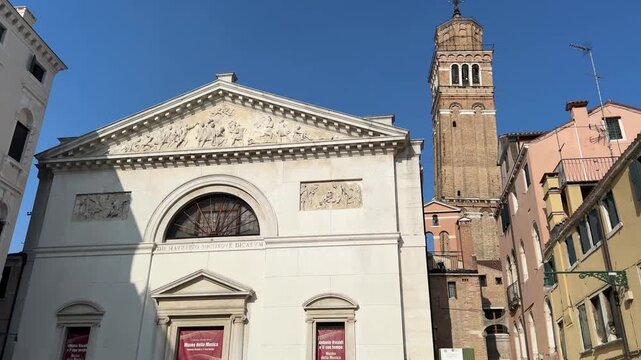 Exterior of Teatro La Fenice in Venice with Historic Opera House Facade