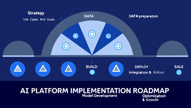 Circular arrow diagram with triangular icons a vector illustration for ai platform implementation roadmap concepts artificial intelligence