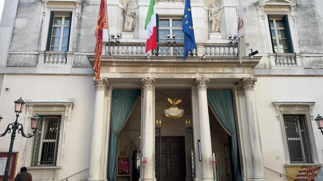 Exterior of Teatro La Fenice in Venice with Historic Opera House Facade