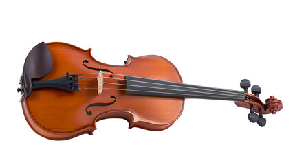 Acoustic violin with chin rest and tuning pegs, isolated on transparent background © Marta