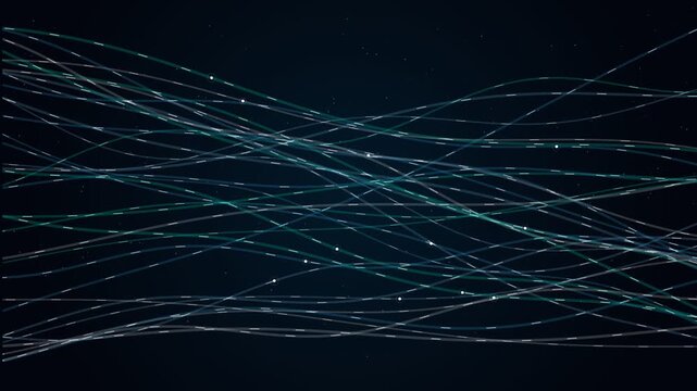 Abstract blue fiber optic network lines on black background
