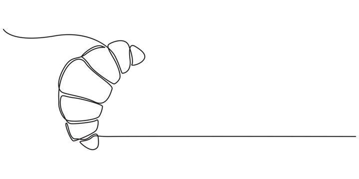 National Croissant Day in one continuous line. One line drawing, minimalism. Vector illustration. Continuous one line drawing of croissant for logo in minimalist style. Hand drawn french pastry line