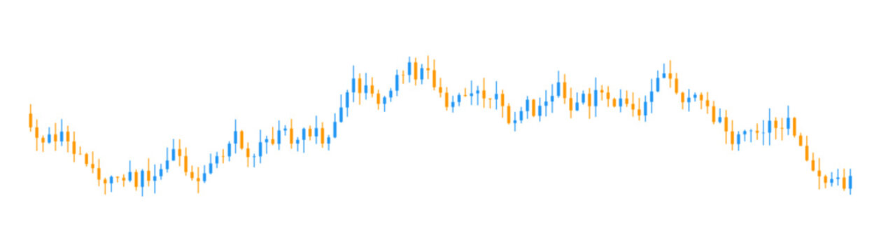 Candlestick chart showing stock market price fluctuations