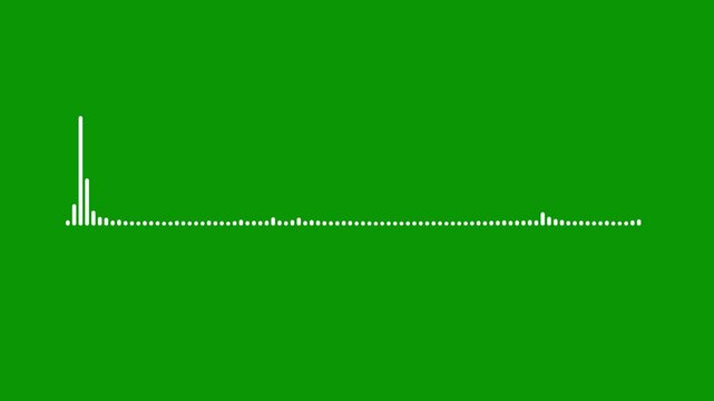 Audio waveform spectrum animation on green background. Audio visualization- Podcast sound waves for online audio streaming. soundwave equalizer is displayed against a solid green screen background.4k