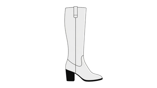 2D AutoCAD Vector illustration of a tall boot with a high heel