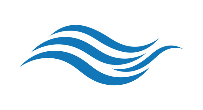 Blue wave shape on a white background stylized vector illustration