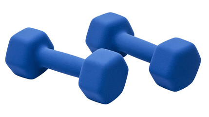 Two blue neoprene dumbbells, isolated on transparent background © pixogram