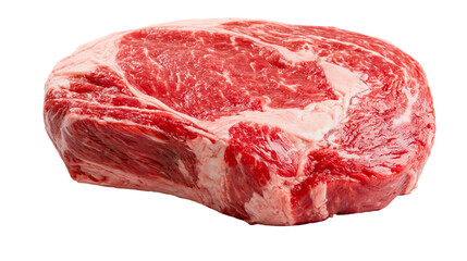 Obraz premium Raw marbled beef ribeye steak marbled with fat, isolated on transparent background