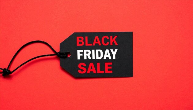 Black Friday sale tag with bold red and white lettering