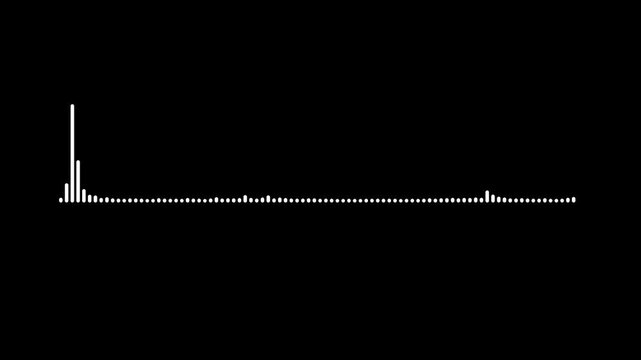 Audio waveform spectrum animation on black background. Audio visualization- Podcast sound waves for online audio streaming. soundwave equalizer is displayed against a solid green screen background.4k