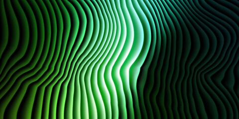 Obraz premium Abstract background of wavy green vertical parallel strips with abstract