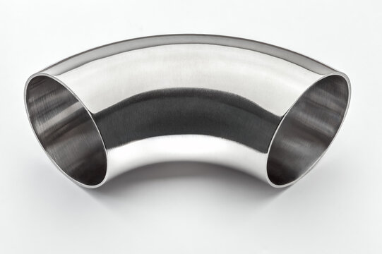 Stainless steel 304 polished 90-degree mandrel bent tube elbow. Used in automotive exhaust, handrail, and tube systems requiring smooth radius bends.