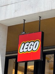 Obraz premium Milan, Italy June 10, 2026 Lego store sign