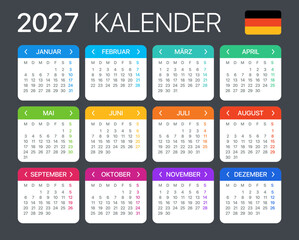 2027 Calendar - vector template graphic illustration - German version © Porcupen