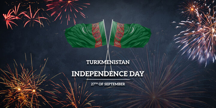 National flag of Turkmenistan for anniversary Independence day holiday