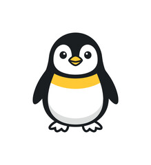 Fototapeta premium Cute stylized penguin character with a yellow band around its neck