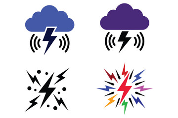 Naklejka premium Colorful lightning bolt icons in silhouette style on white background for weather design