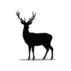 Fototapeta premium Deer Silhouette Against White Background With Subtle Shadow