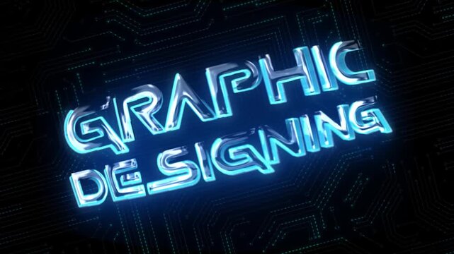 Graphic Designing Glossy 3D Technological Title With Circuit Background