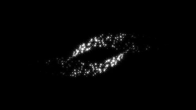 Glowing doodle stars white twinkling stars, cartoon doodle sparkles, star sparkle vector doodles, glowing light effect in seamless 4K black screen animation for video.