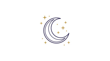 Minimalist crescent moon and stars icon, celestial night sky graphic © intan