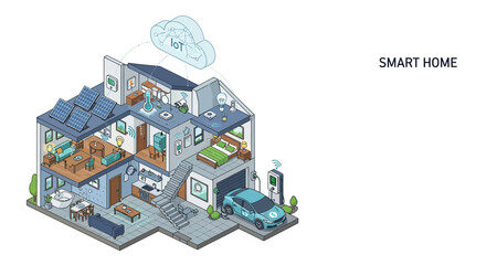 Fototapeta premium Smart home automation system with interconnected devices.