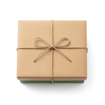 Elegantly wrapped gift box tied with natural twine ribbon