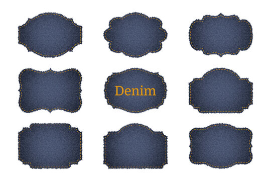 Set of Vintage-Shaped Denim Labels