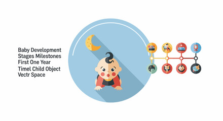 Fototapeta premium Baby Development Stages Milestones First Year Timeline.