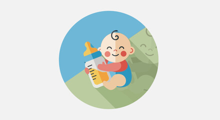 Fototapeta premium Happy Baby Playing with Toy Music Instrument.