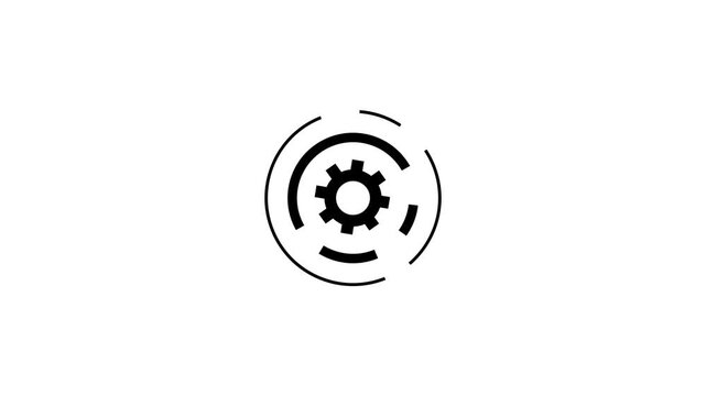 Data Settings mechanism Gear report document chart with sitting icon animation on transparent background.