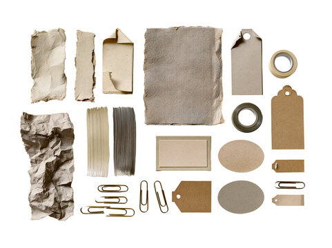 Stationery and packaging materials set on transparent background