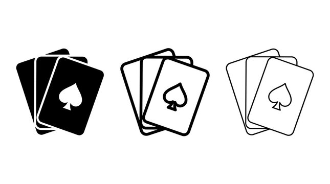 Minimalist playing cards with spade symbols in black and outline styles