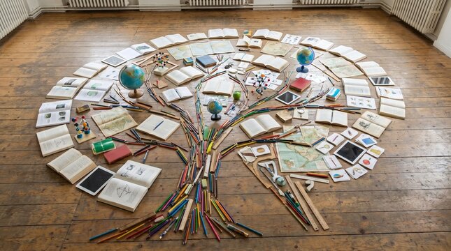 Artful Tree of Knowledge Display, Classroom Environment, Educational Concept