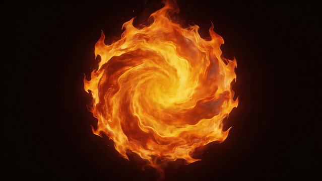 Spiral fireball against black background