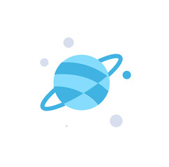 Saturn Planet Flat Icon with Cosmic Rings Blue Gas Giant Space Exploration and Astronomy Vector Illustration © Usama Zahoor