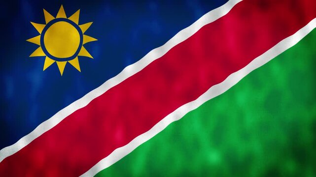 Namibia National Flag Waving Animation With Realistic Fabric Texture. 4K Seamless Loop Of The Namibian Flag With Realistic Fabric Movement, Patriotic Symbol. Independence And National Pride Concept.