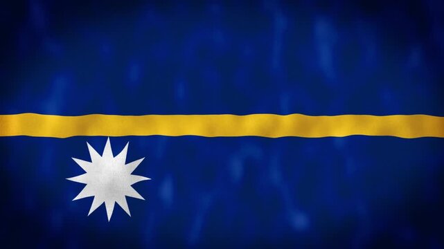 Nauru National Flag Waving Animation With Realistic Fabric Texture. 4K Seamless Loop Of The Nauruan Flag With Realistic Fabric Movement, Patriotic Symbol. Independence And National Pride Concept.